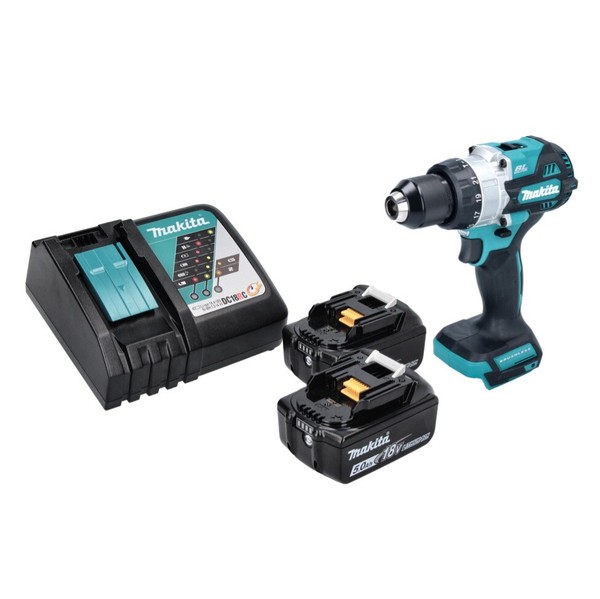 Makita Dhp 486 Rt Akku Schlagbohrschrauber 18 V 130 Nm + 2X Akku 5,0 Ah + Lader-image