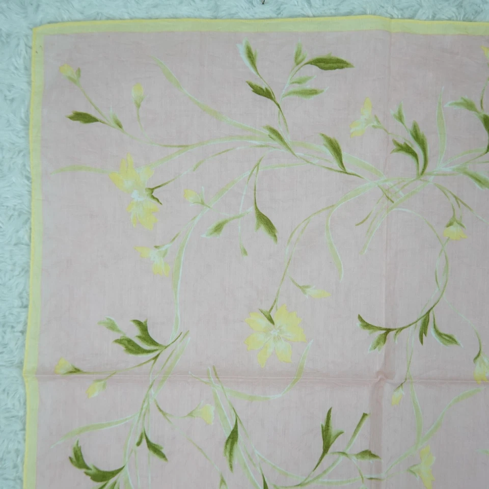 M545 Ralph Lauren Rosa Flor Algodón Bufanda Bufandas Bolsillo Cuadrado 19.5" X 19.5" Foto 2 de 4