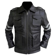 Resident Evil 6 Leon Kennedy Black Leather Jacket   RE6 Gaming jacket For Men