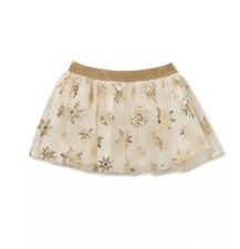Holiday Time Infant Baby Girls Christmas Tutu Skirt Gold Snowflakes 6-9 Months