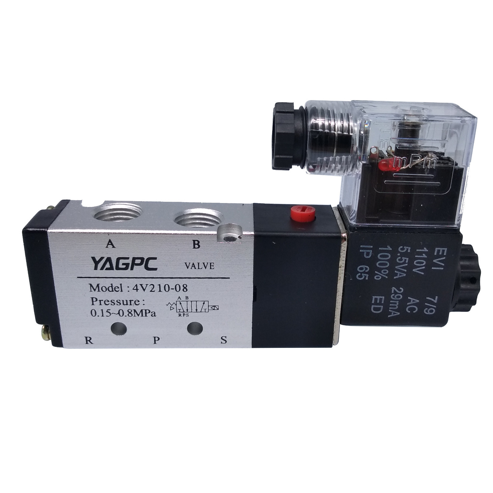 NJ STOCK  110VAC Pneumatic Electric Solenoid Air Valve 5 Way 2 Position 4V210-08