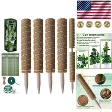 16-Inch Moss Sticks for Indoor Plants - 4 Pack with Durable Garden Ties