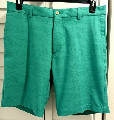 Peter Millar Golf Shorts Crown Nautical Print Teal Men's 33 EUC