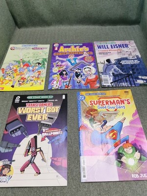 Free Comic Book Day Lot of 5 Transformers, Superman, Thundercats, Archie Etc