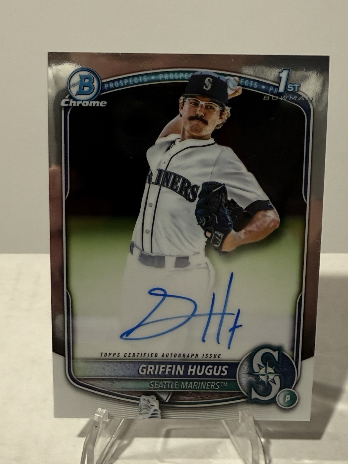 Griffin Hugus 2025 Bowman Draft Chrome Prospects Auto CPA-GH Seattle Mariners