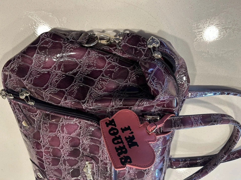 Bolso de viaje Kathy Van Zeeland Y2K piel de serpiente púrpura Take Me XL Foto 3 de 4