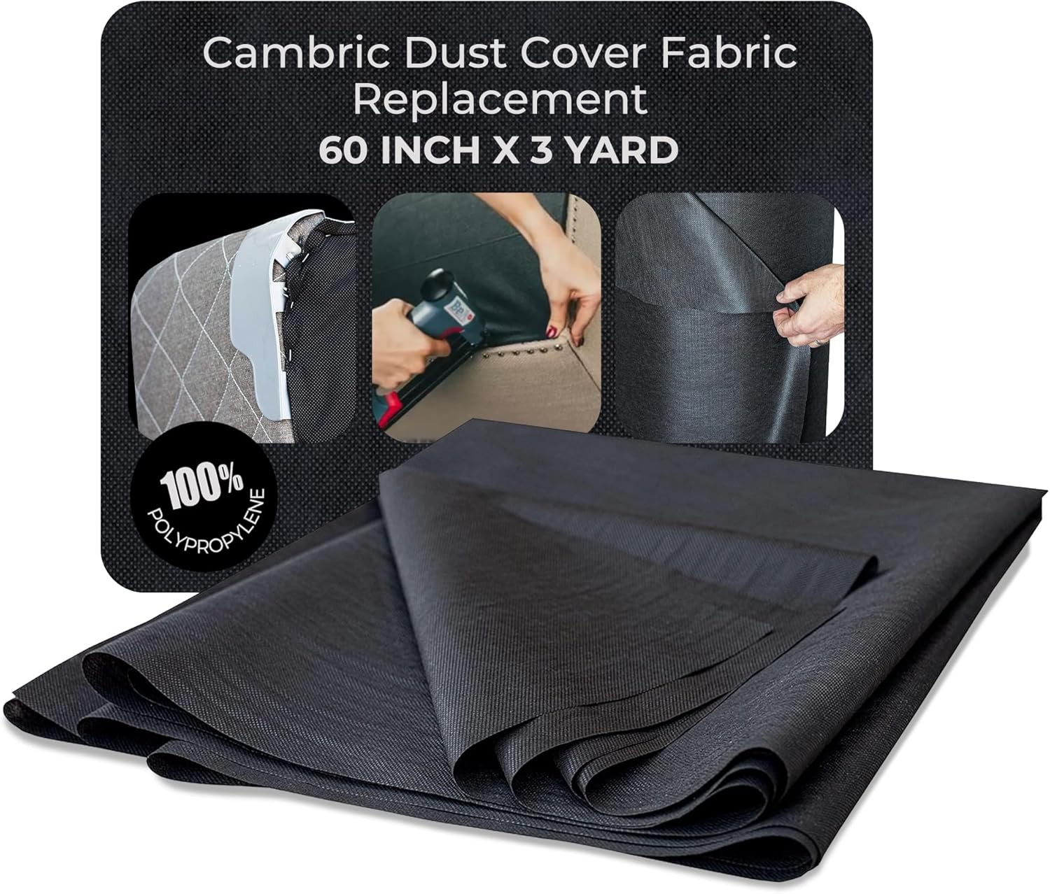 House2Home 60 Inch x 3 Yard Upholstery Black Cambric Dust Cover Fabric... 