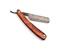 Damascus Folding Pocket Blade Straight Razor & sheath For Shaving Barbar Salon