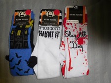 SOCKS 3 Pair of HALLOWEEN Knee Highs Bats,Blood,Haunted House  Size 5-9