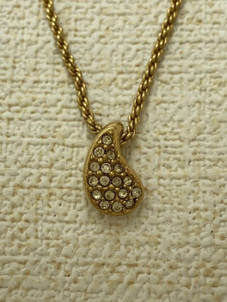 Collana catena corda a goccia Christian Dior top oro strass da donna
