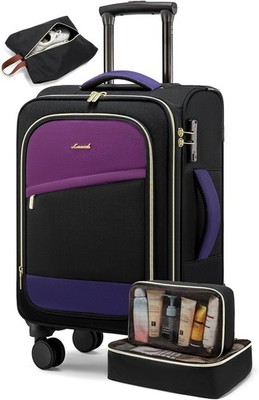 LOVEVOOK 4 Pcs Carry On Luggage 22x14x9 Airline Approved, 20 Inch Carry On Su...