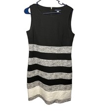 Tommy Hilfiger Womens Black White Striped Sleeveless Sheath Dress Size 10