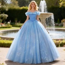 Princess Glitter Tulle Quinceanera Dresses A Line Long Party Prom Gowns Lace-up