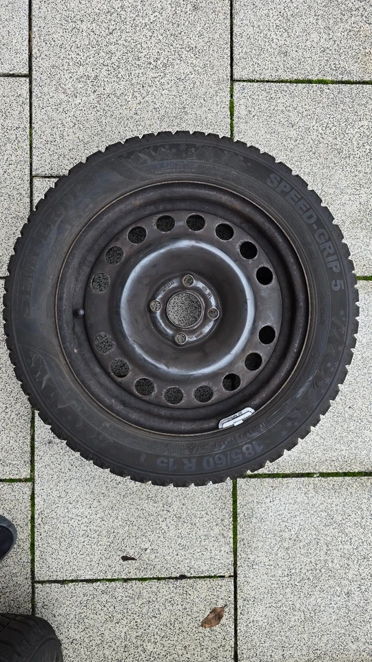 4x Semperit Speed-Grip 5 185/60 R15 Winterreifen und Opel Stahlfelgen 6Jx15 ET43 - Bild 2 von 4