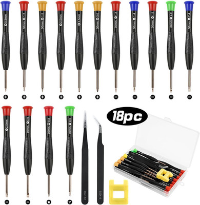 Mini Schraubenzieher Set, 18 Stück Brillen Schraubendreher, 15 Uhrmacher Schraub