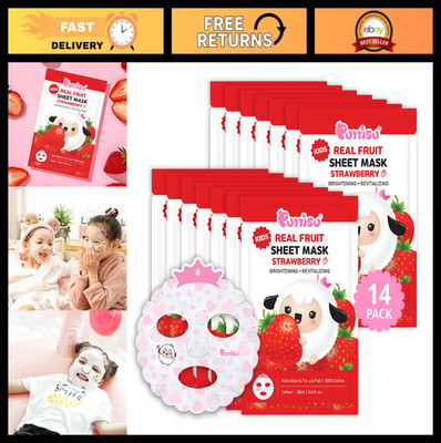 Real Fruit Facial Mask Sheets for Kids - 100% Cotton, Moisturizing & Hydrating (