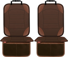 2-Pack Brown Car Seat Protectors   Waterproof Non-Slip Leather Mats with Pockets