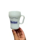Vintage White Castle Milk Glass Mug With Blue Skyline Design #117B
