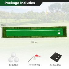 Turf Golf Putting Green Mat 300 CM Golf Practice Mat w/Artificial Grass