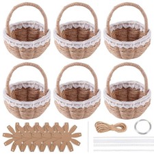 6 Set DIY Woven Basket Making Kit Beginners Wicker Weaving Box Easter Decor