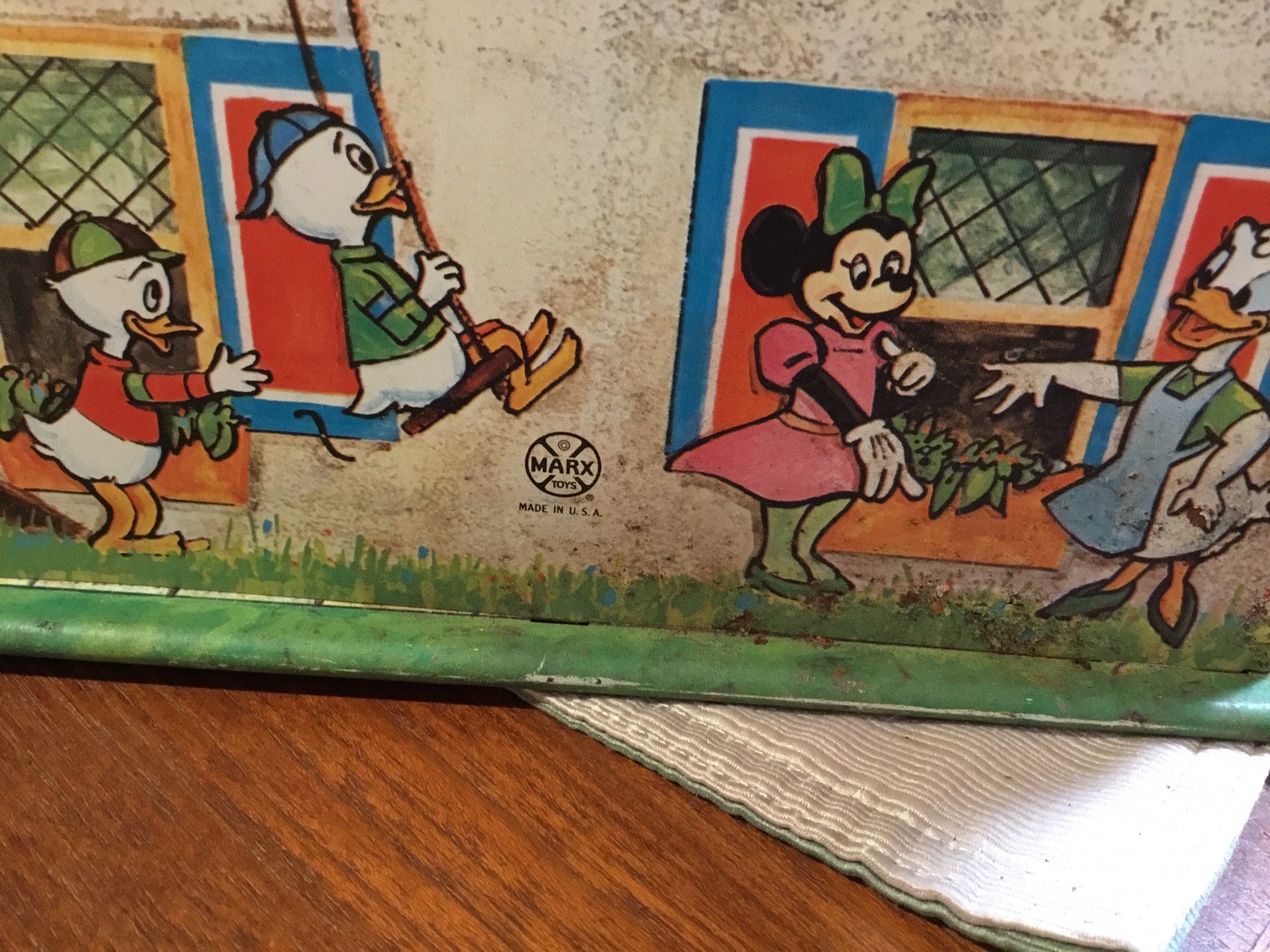 Vintage Marx Disney Mickey Mouse And Friends Tin Litho Metal Doll House W/Handle
