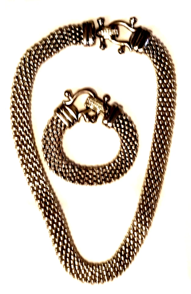 Emma Skye DSMK Stainless Steel Pavé Crystal Popcorn Mesh Necklace & Bracelet Set - Image 2 of 4