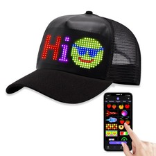 LED Hats, LED Display Screen Smart Caps,Bluetooth APP Control,Custom Text, Pa...