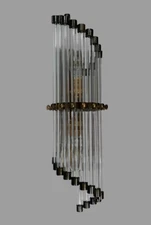 Skyscraper Vintage Art Deco Brass & Glass Rod Wall Sconce  Light Fixture - 1 Pcs