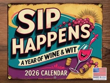 Funny Wine Calendar 2026 Monthly
