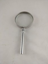 Vintage Handheld Magnifying 2.5" Glass Lens 5.5  Total Length Japan Silver Tone