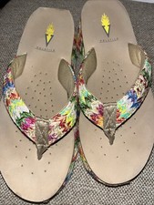 Volatile Womens Flip Flop Sandals Multicolor Stripe Beige Slip On 8 M