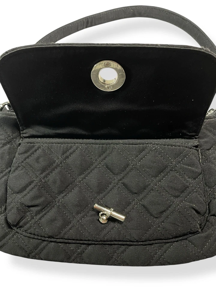 Vera Bradley Solid Black Quilted Shoulder Bag Purse Silver Tone Metal Clasp Y2K - Image 4 of 4