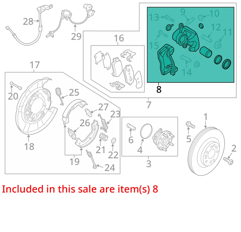 Pinza de freno trasera derecha Genesis G80 2018-2020 OEM 3,8 L tracción trasera 58311B1A30 Foto 3 de 4