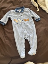 Vintage CARTERS Dog Terrycloth Blue Snap Up Footed Sleeper 3-6 Months Baby Boy
