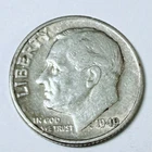 1949 D Roosevelt Dime 90% Silver 10c US Coin Very Fine Details #9693