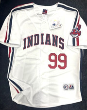 RICKY VAUGHN CHARLIE SHEEN INDIANS THROWBACK JERSEY PICK SIZE NEW MAJESTIC
