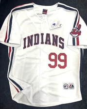 RICKY VAUGHN CHARLIE SHEEN INDIANS THROWBACK JERSEY PICK SIZE NEW MAJESTIC