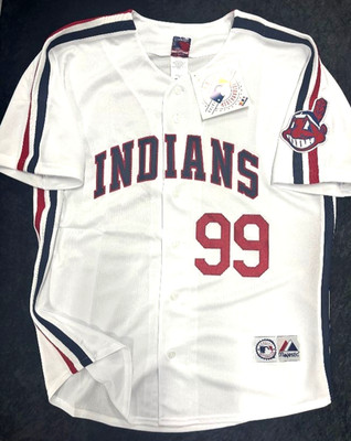 RICKY VAUGHN CHARLIE SHEEN INDIANS THROWBACK JERSEY PICK SIZE NEW MAJESTIC