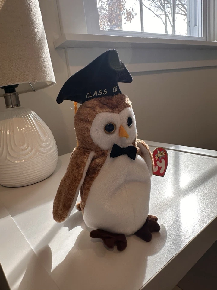 Juguete de peluche Ty Beanie Baby Wisest The 2000 Owl 7 pulgadas MWMT S Foto 4 de 4