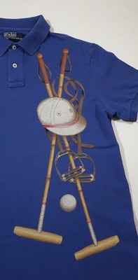 Vintage Polo Ralph Lauren Mallet Shirt Equestrian Cotton Blue L