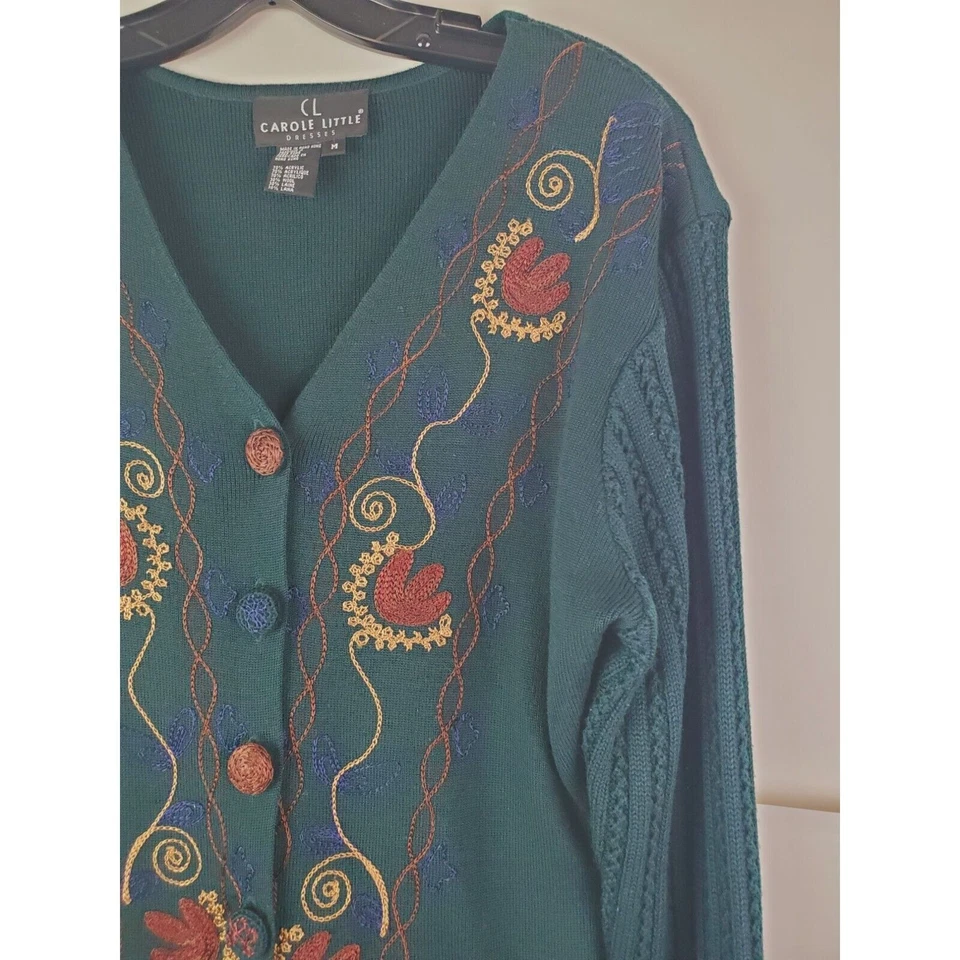 Maxi Vestido Tejido Suéter de Lana Carole Little Floral Botón Delantero M Foto 2 de 4