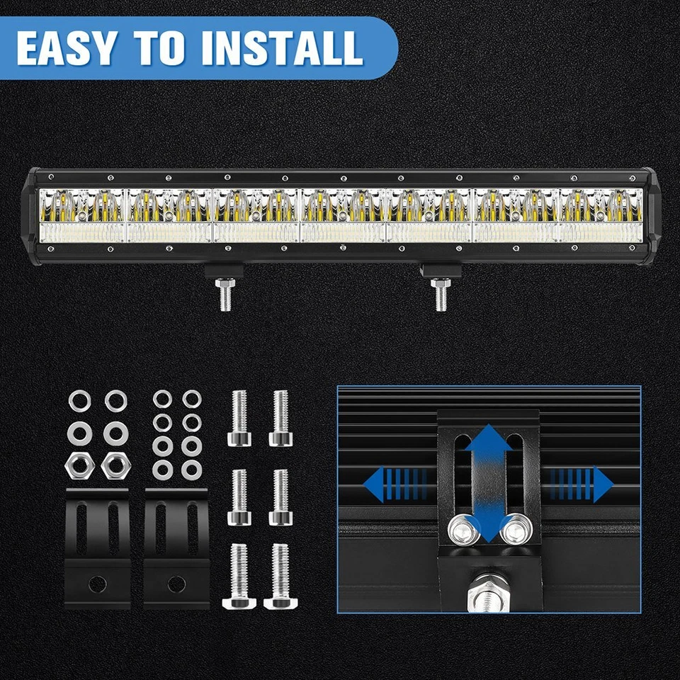Barra de luces LED de trabajo de 20 pulgadas 1200 W conducción todoterreno para Jeep camión SUV barco UTV ATV Foto 3 de 4