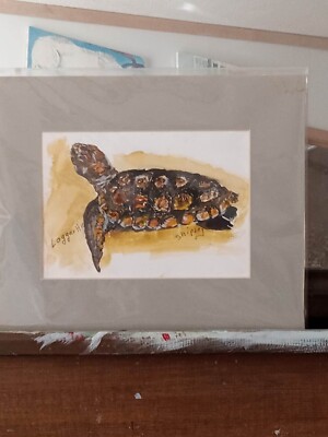 ART, Loggerhead Turtle, ORIGINAL, Offered by the Artist 10X8