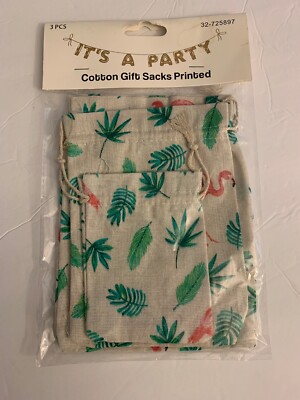 It s A Party Cotton Gift Sacks Cloth Gift Bags Pink Plaid 3 Piece