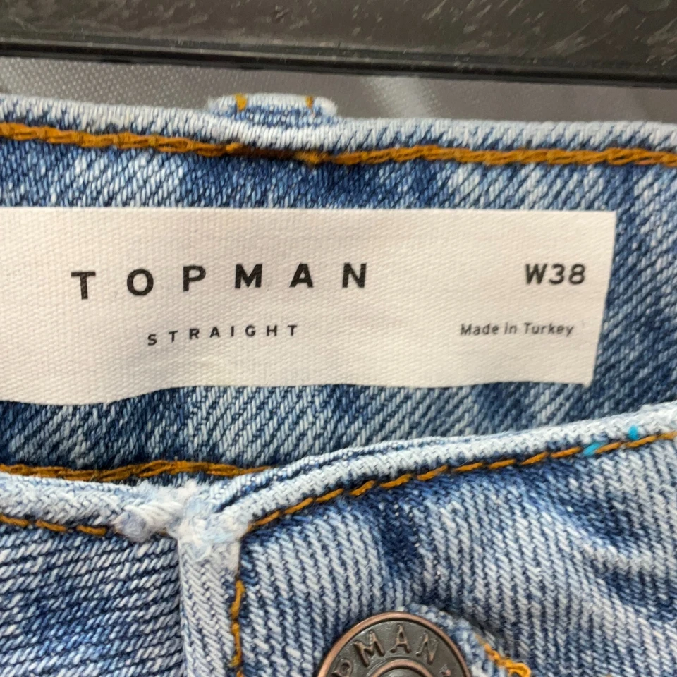 Мужские джинсовые шорты Topman размер 38 синие с прямым подолом средняя стирка - Изображение 4 из 4
