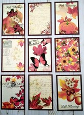 9 Fall/Harvest Handmade Pocket Letter Cards/Toppers Scrapbooks Parties Crafts