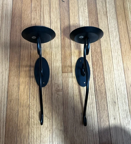 NEW IN BOX Partylite 2008 Hearthside Sconce Pair Candle Holder P7776 Iron Black