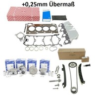 Kettenkit+Kopfdichtungssatz+0,25 ÜBermaßKolben FüR VW Audi 1.2 Tfsi CBZ 03F19815