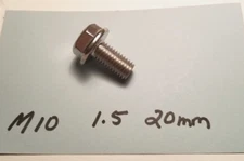 BOLT flange hex head M10-1.5 20MM long 316 stainless A4 (12 pcs)