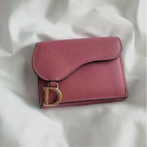 Christian Dior Saddle Lotus Tri-Fold Wallet Pinkish Used JPN - Picture 1 of 3